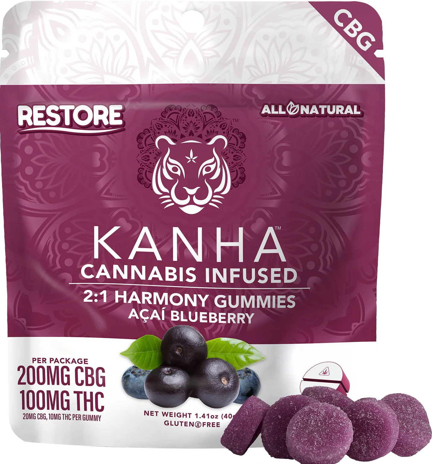 2:1 CBG Harmony Restore KANHA product package