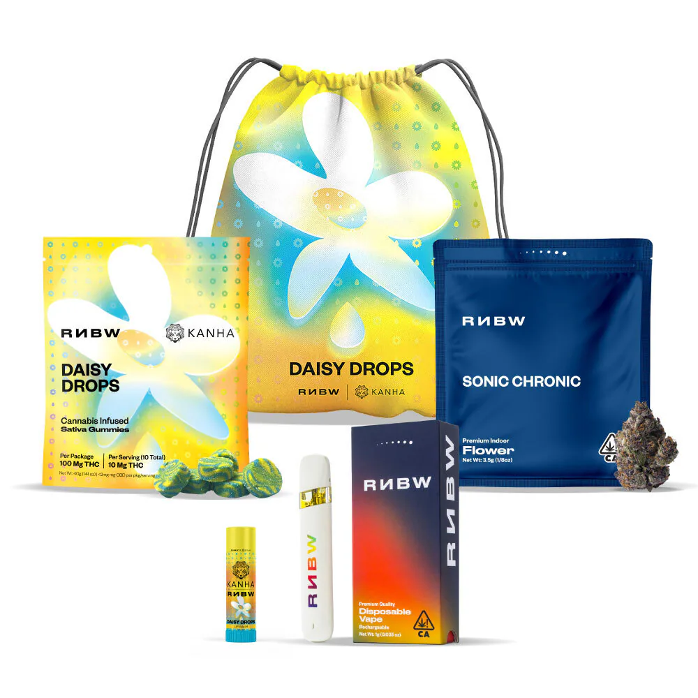rnbw and kanha daisy drop callab sativa flower vape gummies swag